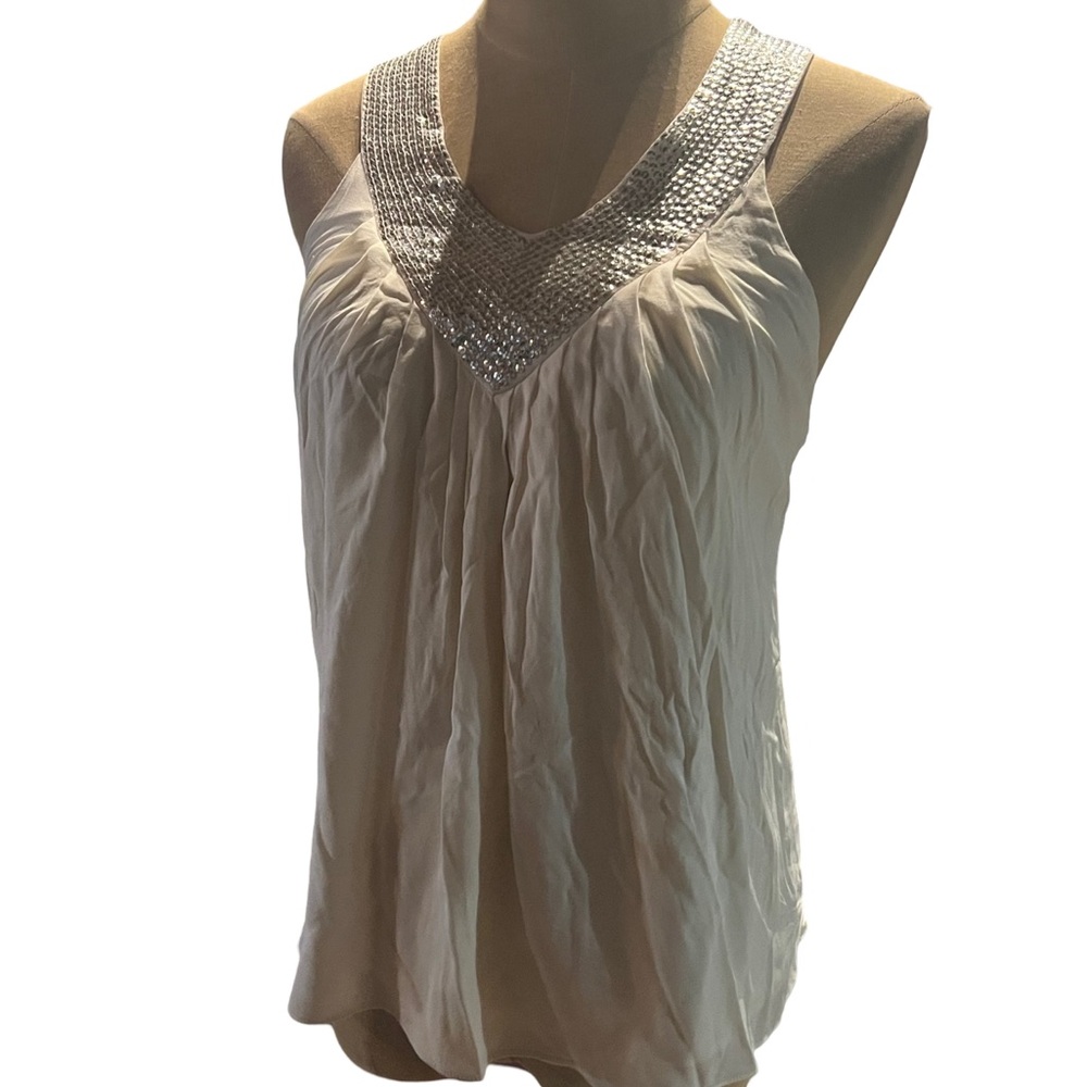 Alice and Olivia white sequin tank top size small